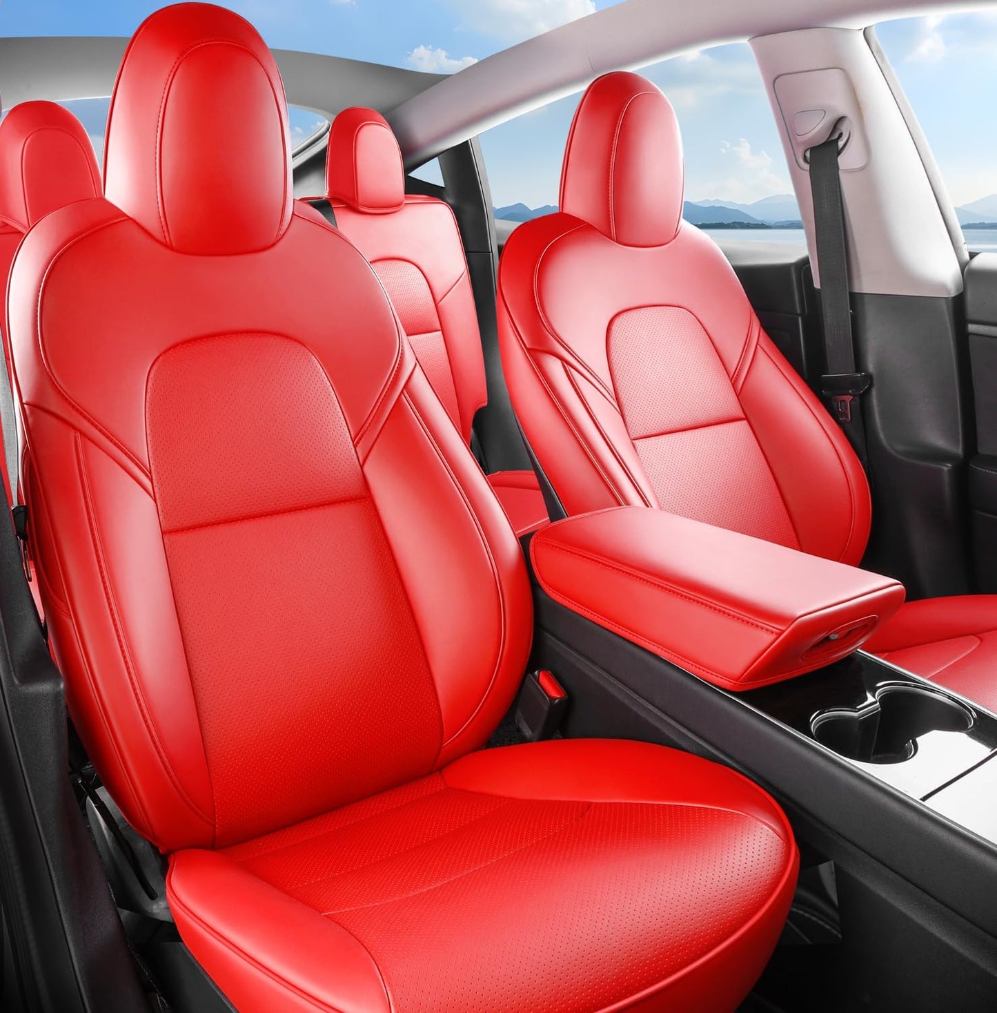 Tesla Model Y Nappa Leather Seat Covers Custom Fit Full Set