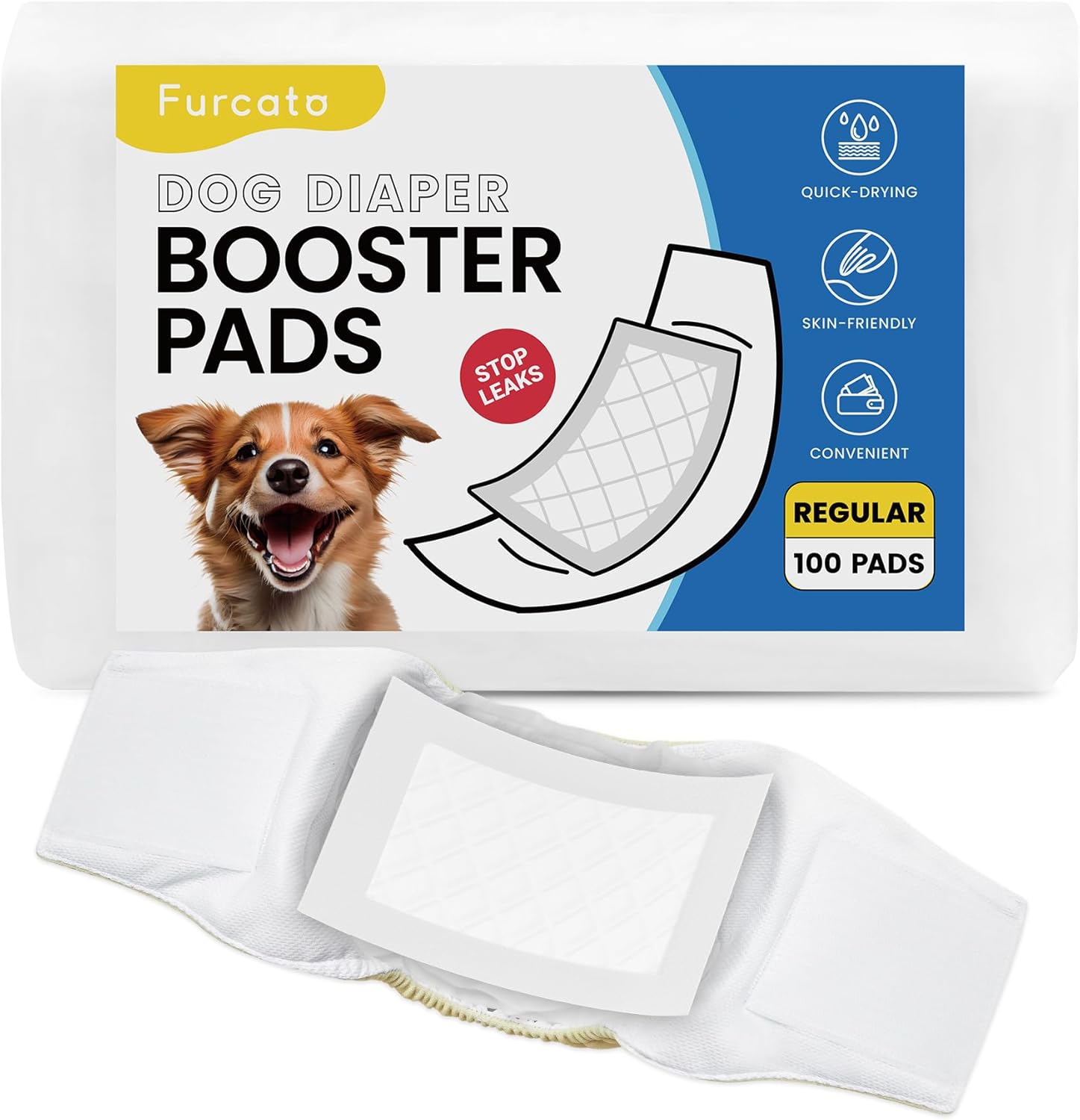 Furcato Dog Diaper Liner Pads 100ct - Boost Absorbency!