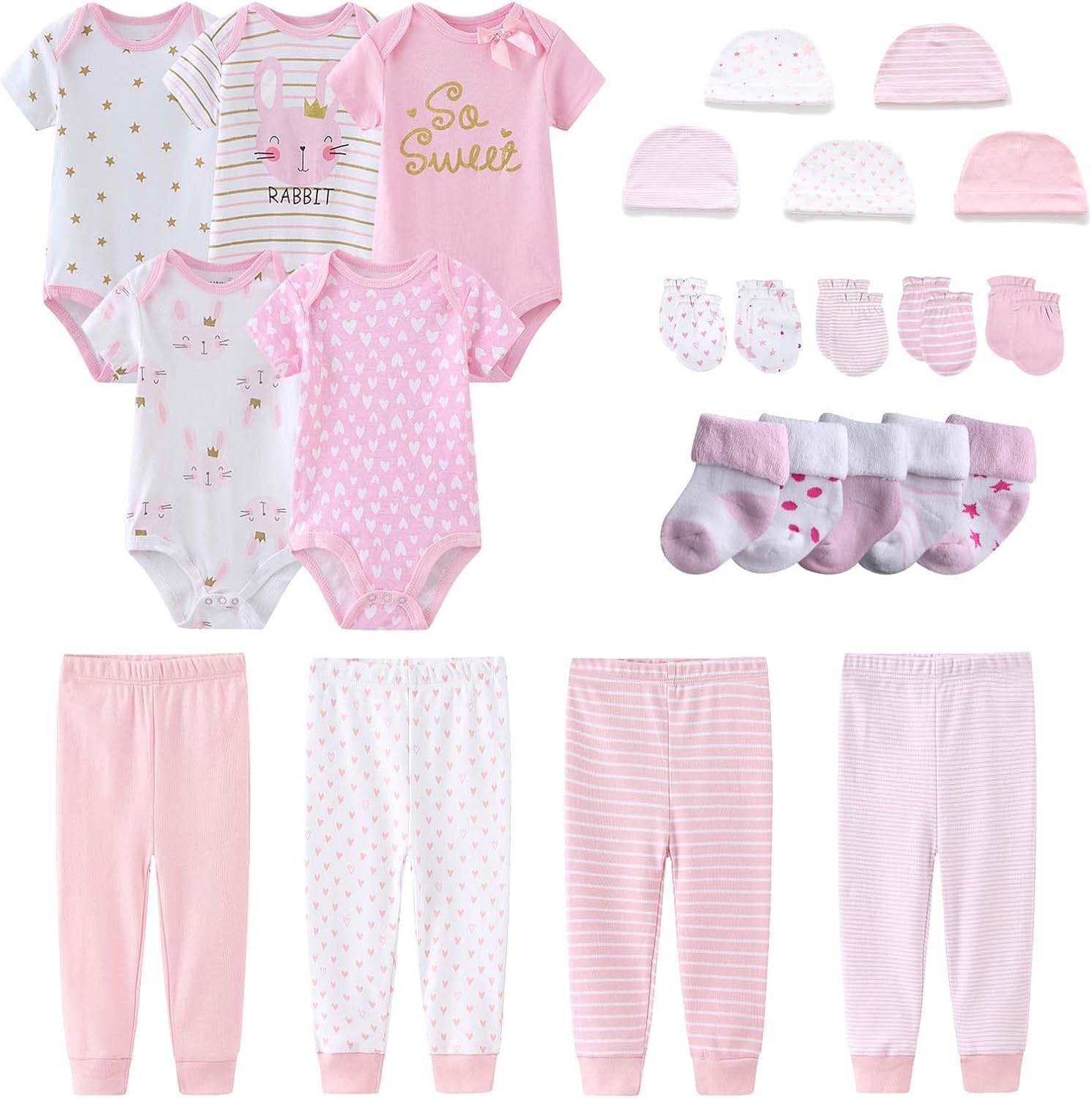 Newborn Layette Gift Set with Bodysuits and Pants for Baby
