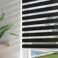 Cordless Zebra Blinds Black 31in x 75in - Dual Layer Privacy