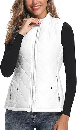 Argstar Women's Lightweight Quilted Vest with Zip Pockets