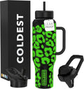 46 oz Coldest Tumbler with Handle and Straw - Glowie Leopard Leak