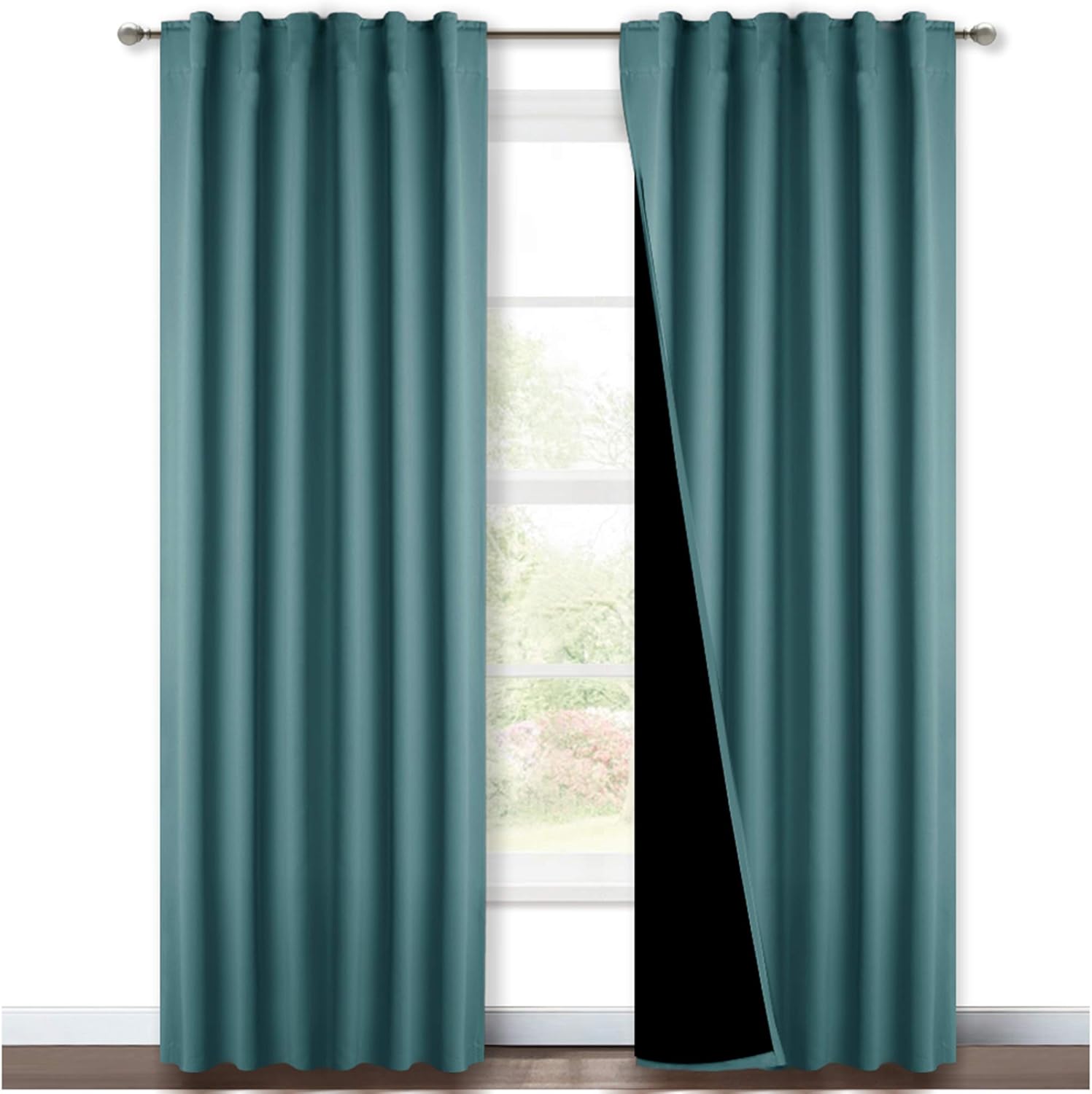 NICETOWN Heavy 100% Blackout Curtain Set for Total Darkness