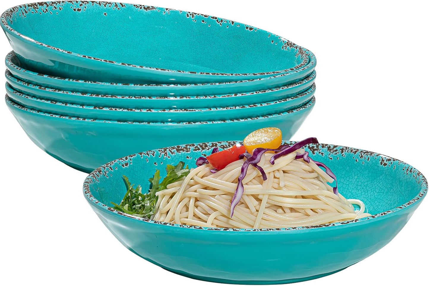 Farmhouse Melamine Pasta Bowls Set of 6 for Every Occasion