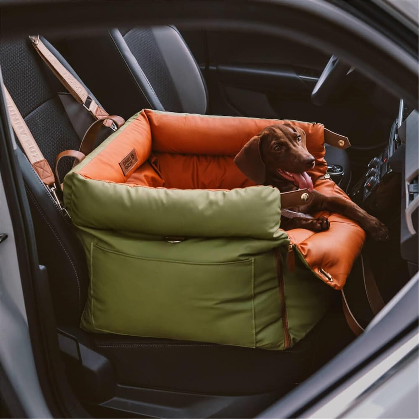 FUNNYFUZZY Small Dog Car Seat with Safety Clip-On Leash