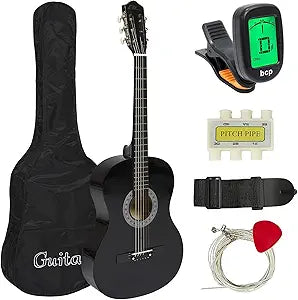 38in Beginner Acoustic Guitar Starter Kit for New Musicians