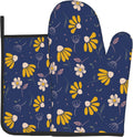 Non-Slip Navy Blue Oven Mitt Set - Heat Resistant & Cute