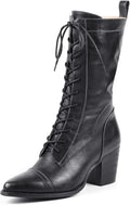 UTIKLIOU Women's Mid Calf Combat Boots - Warm Faux Fur Lining