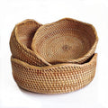 YANGQIHOME Rattan Bread Basket Set of 3 - Natural Woven Serving Bowls