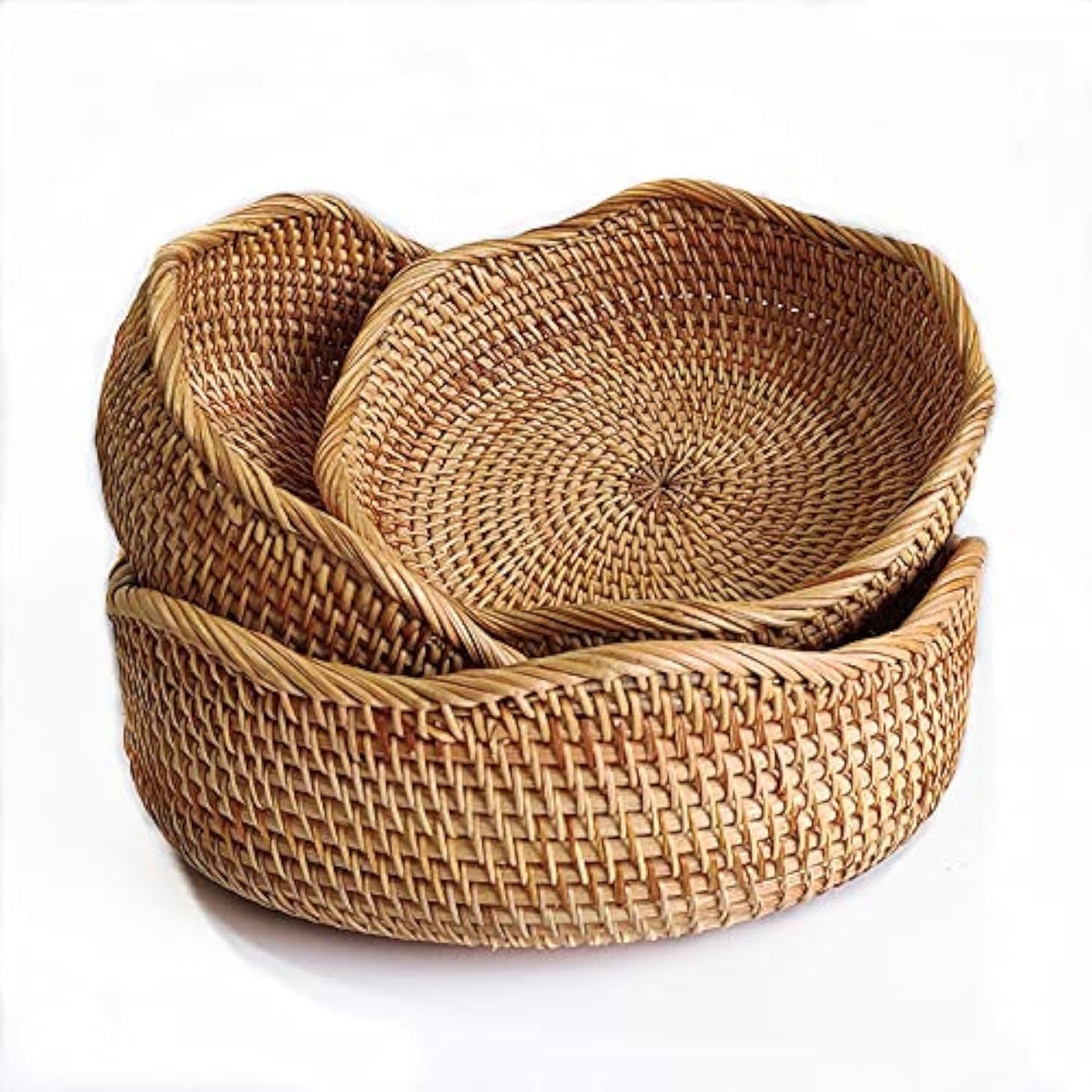 YANGQIHOME Rattan Bread Basket Set for Kitchen Counter Organizing