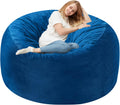 4 ft Bean Bag Chair Blue - Memory Foam Dutch Velvet Seat