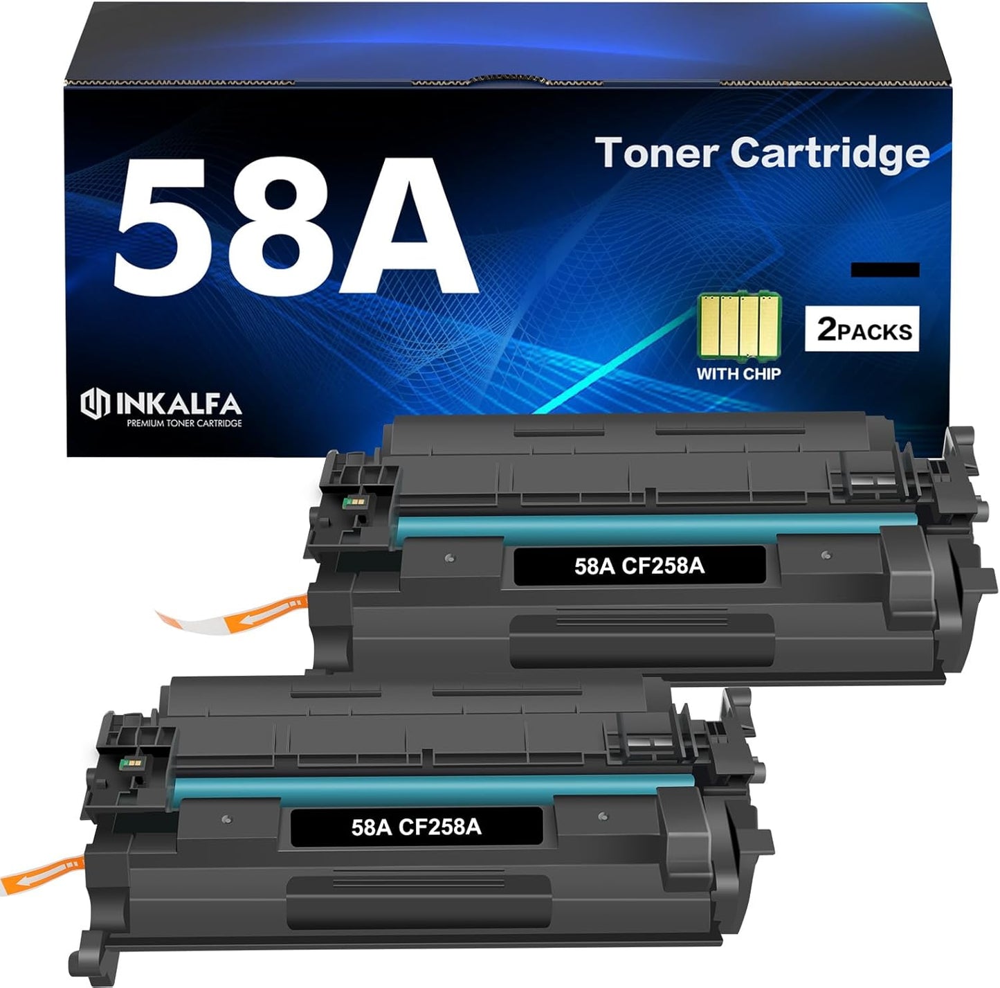 CF258A Toner Cartridge Black 58A Compatible Replacement 2 Pack