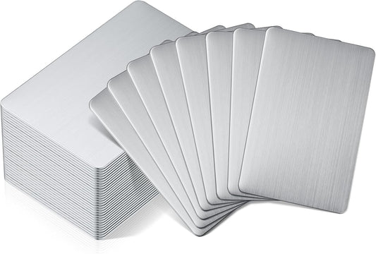 Tandefio 50 Pcs Stainless Steel Business Cards for DIY Gifts
