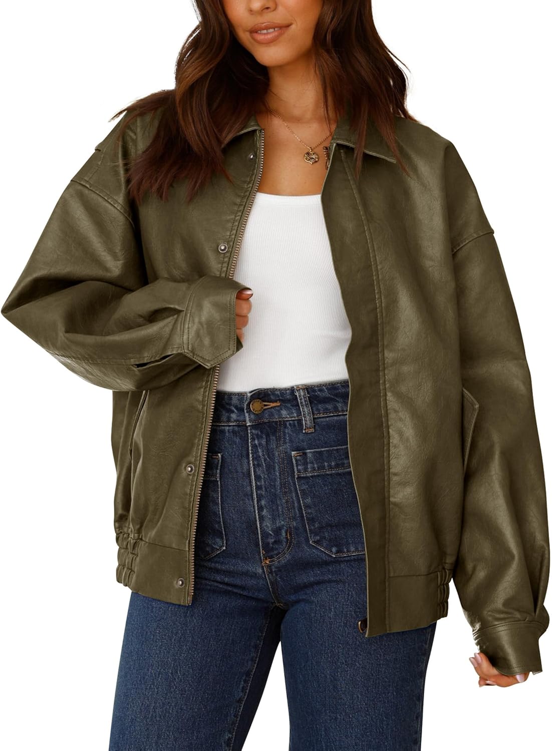 Trendy Faux Leather Motorcycle Jacket for Women - Stylish Outerwear