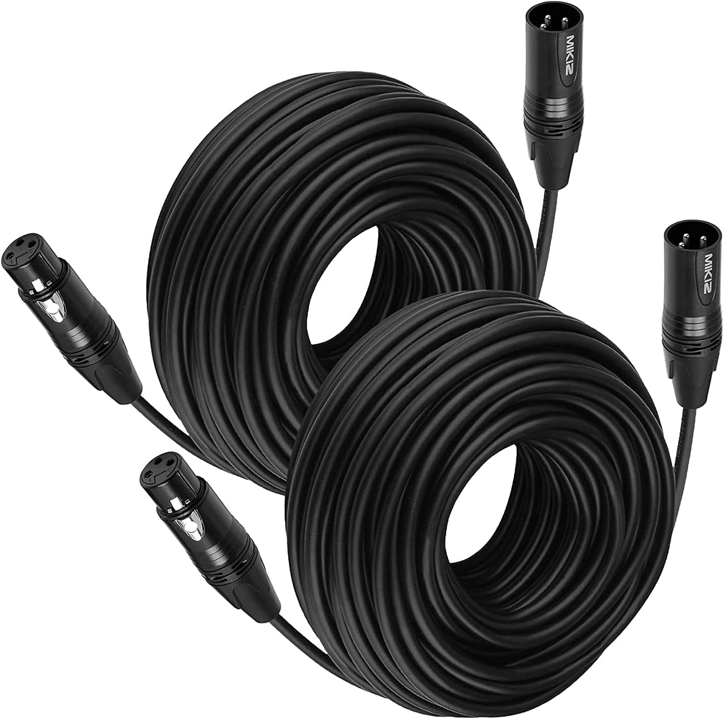 Premium 75 ft XLR Cables 2 Pack for Balanced Microphone Use