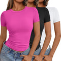 Womens 3 Piece Y2K Short Sleeve Crop Tops - Slim Fitted Set