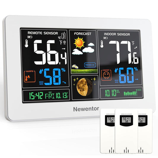 Newentor Wireless Indoor Outdoor Thermometer with Color Display