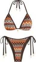 ZAFUL Colorblock Stripes Cheeky Thong Bikini - High Cut Stylish Set