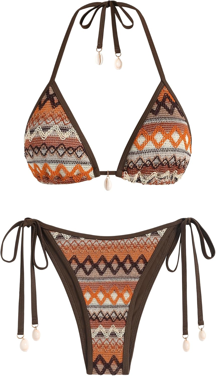 ZAFUL Colorblock Stripes Cheeky Thong Bikini - High Cut Stylish Set