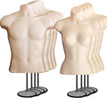 Flesh Male and Female Mannequin Torso Set of 4 - Stackable Countertop