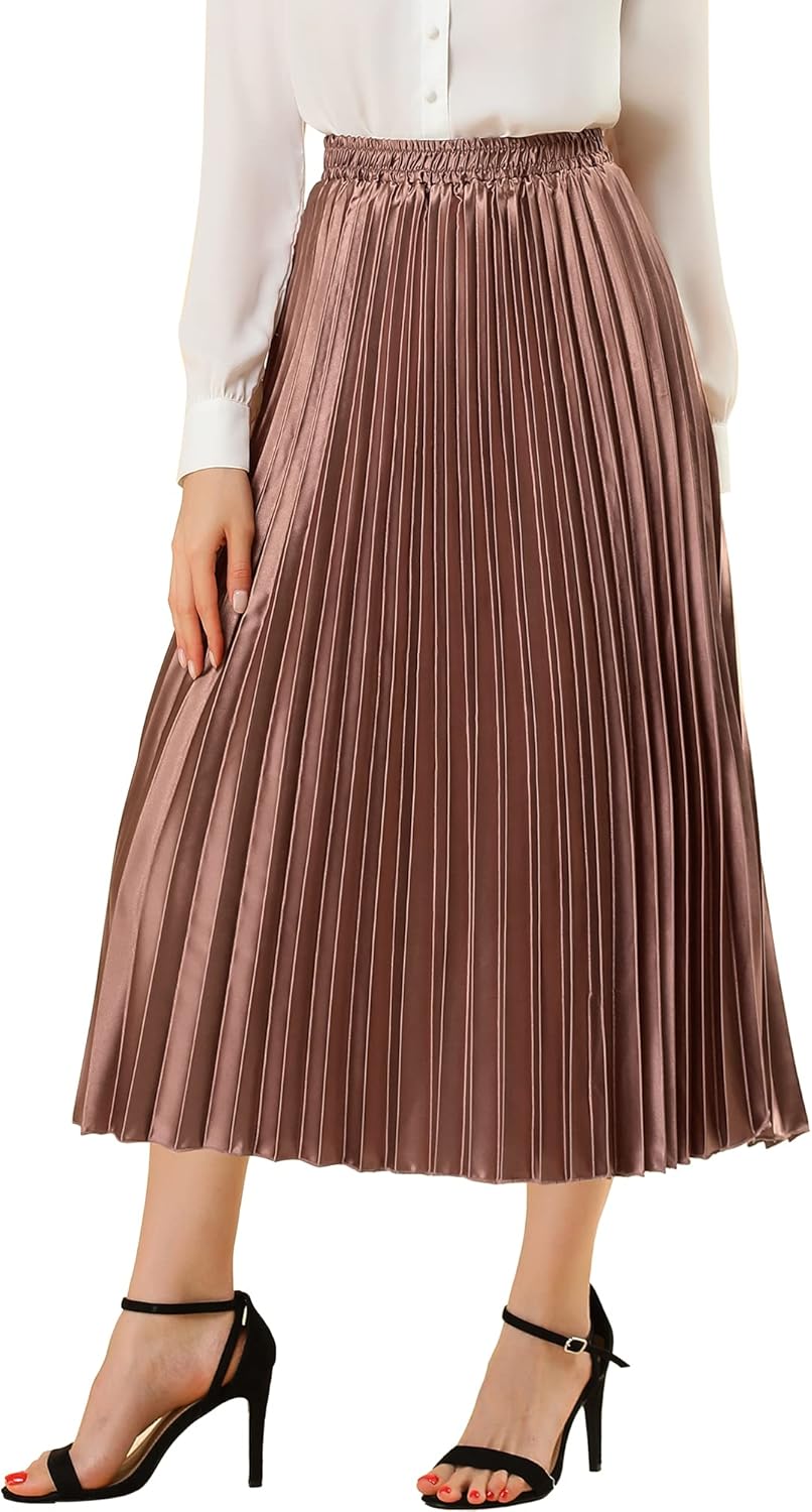 Allegra K Women Pleated Midi Skirt for Stylish Parties and Events