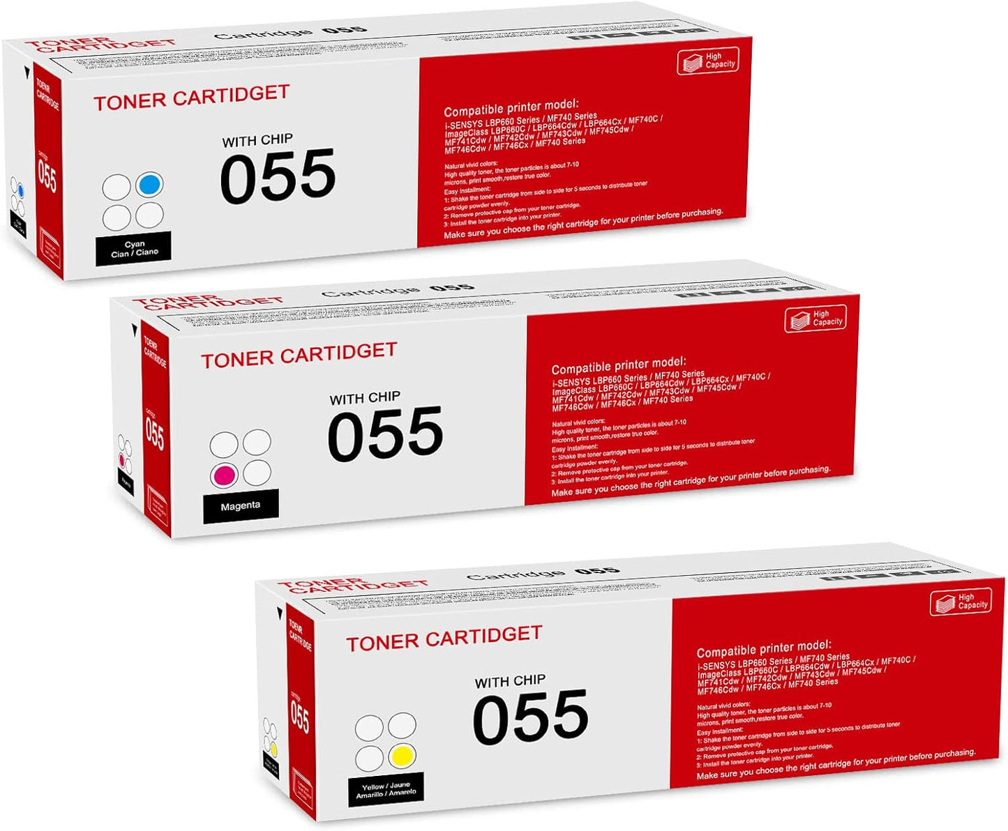 High-Quality 3 Pack CRG-055 Toner Set: Canon Compatible