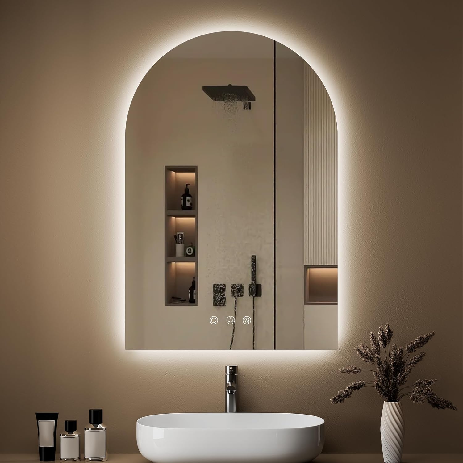 Arched Backlit Mirror Bathroom 24x36 - Stylish LED Design