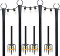 10 Ft String Light Poles for Outside 4 Pack - Heavy-Duty Outdoor