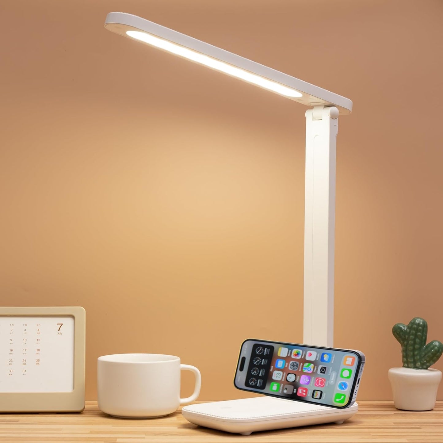 Dimmable LED Desk Lamp with USB Charger - Eye-Caring Light