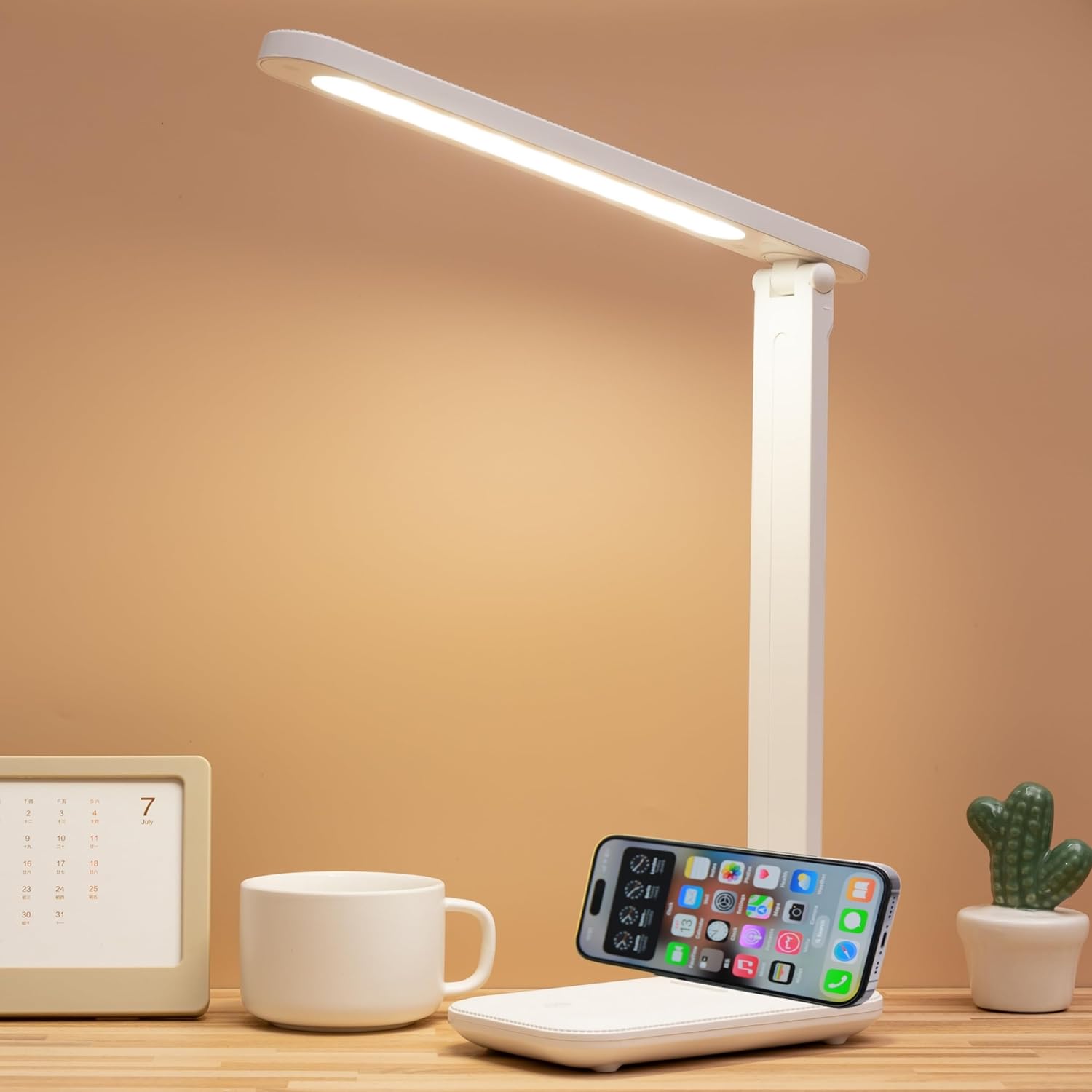 Dimmable LED Desk Lamp with USB Charger - Eye-Caring Light