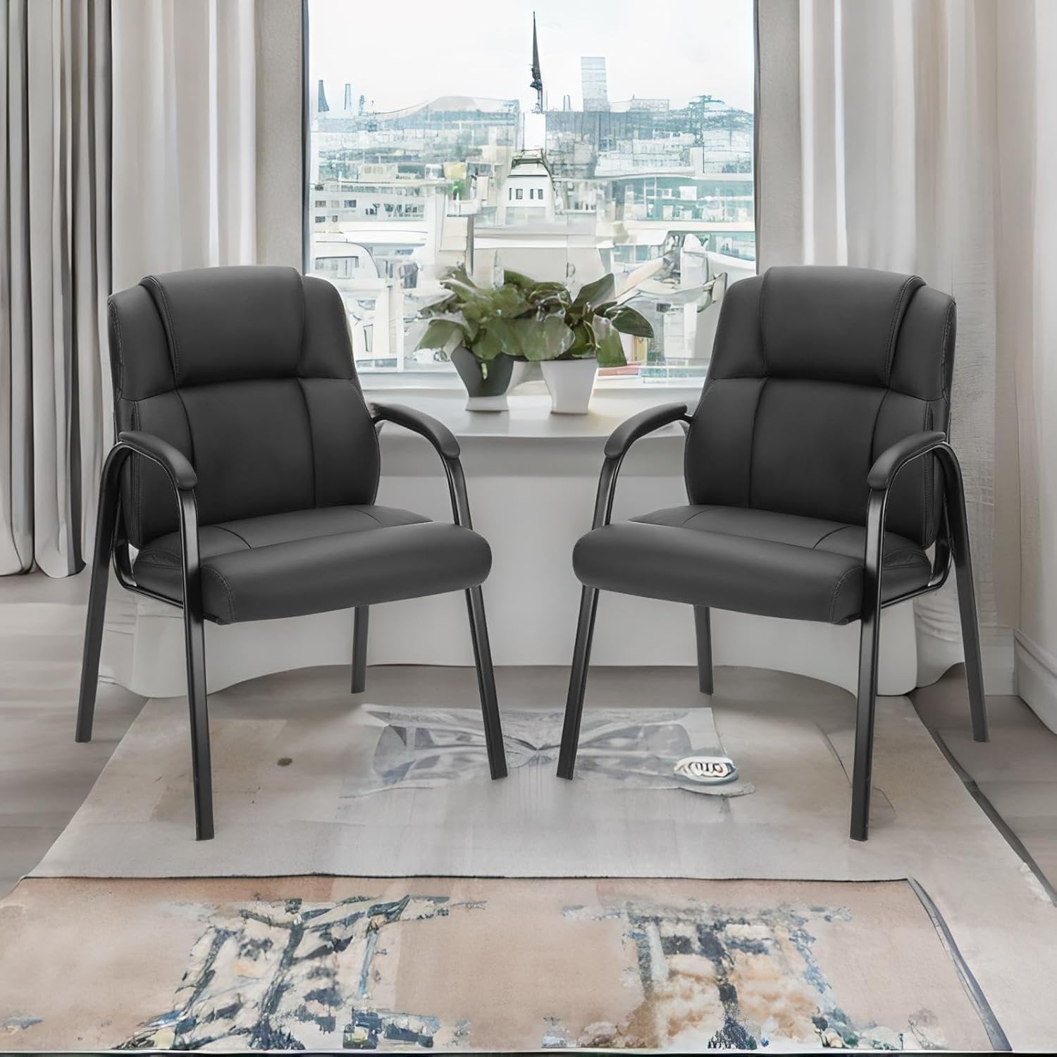 Sturdy Waiting Room Office Guest Chairs Set of 2 for Comfort