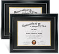 Diploma Frame 8.5x11 and 11x14 Set - Black with Gold Mat, UV