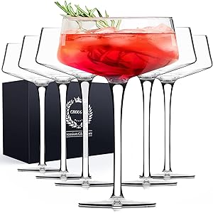 Chouggo Martini Glasses Set of 6 - Elegant Crystal Coupe Glasses