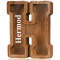 Customized Name Large Wooden Piggy Bank Letter H - Personalized Kids