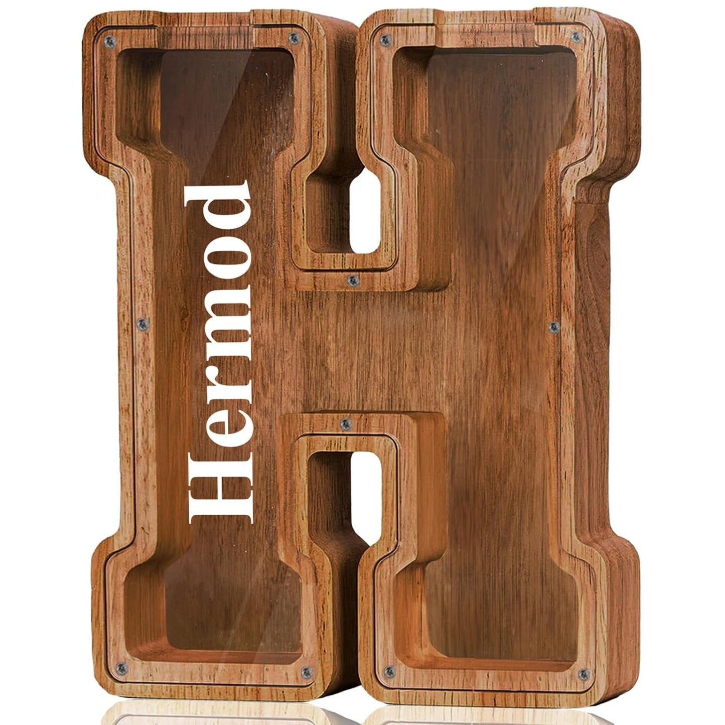 Customized Name Large Wooden Piggy Bank for Kids and Adults