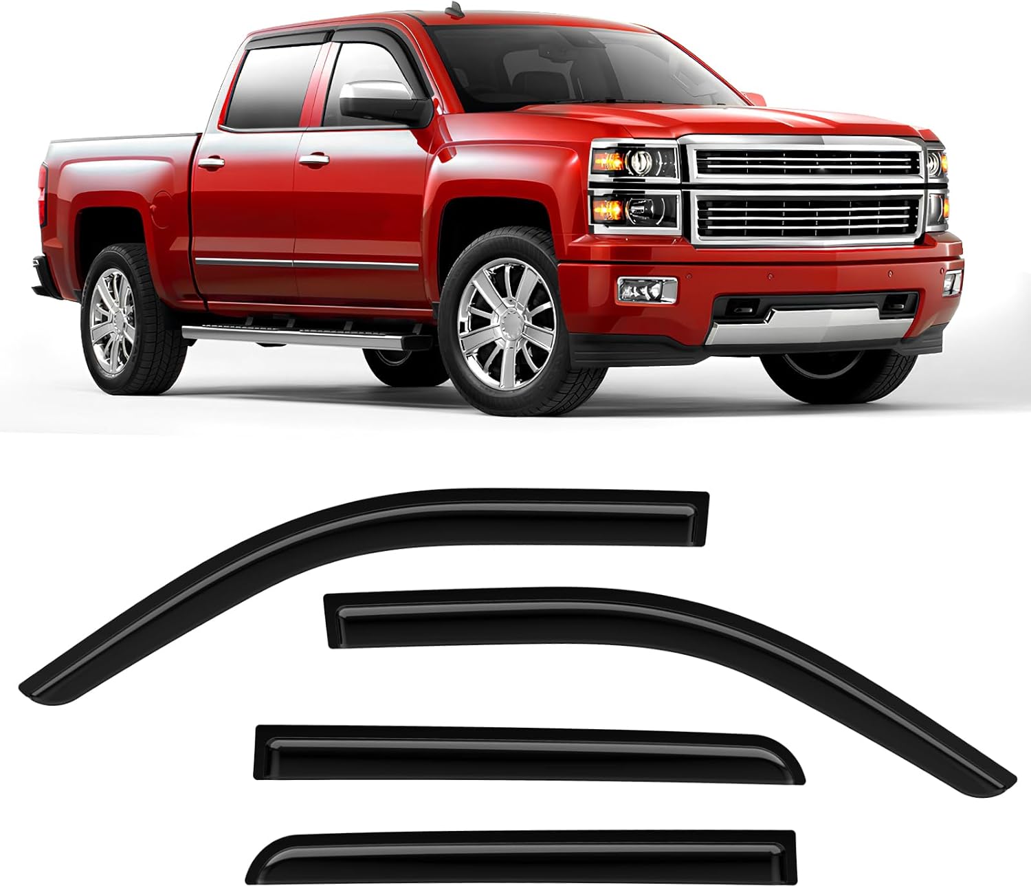 Rain Guards for Chevy Silverado 1500 Crew Cab 2014-2018 - 4 PCS