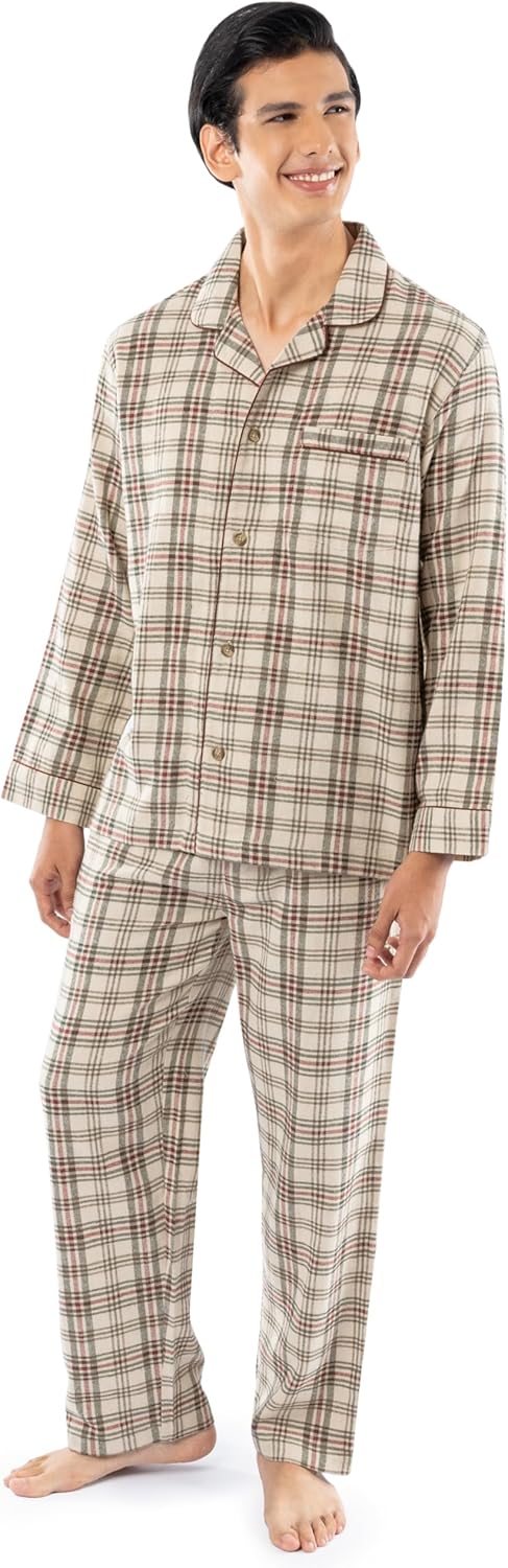 Fruit of the Loom Men's Flannel Pajama Sleep Set for Comfort