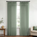 Sage Green Pinch Pleated Linen Sheer Curtains 84 in - Textured Privacy