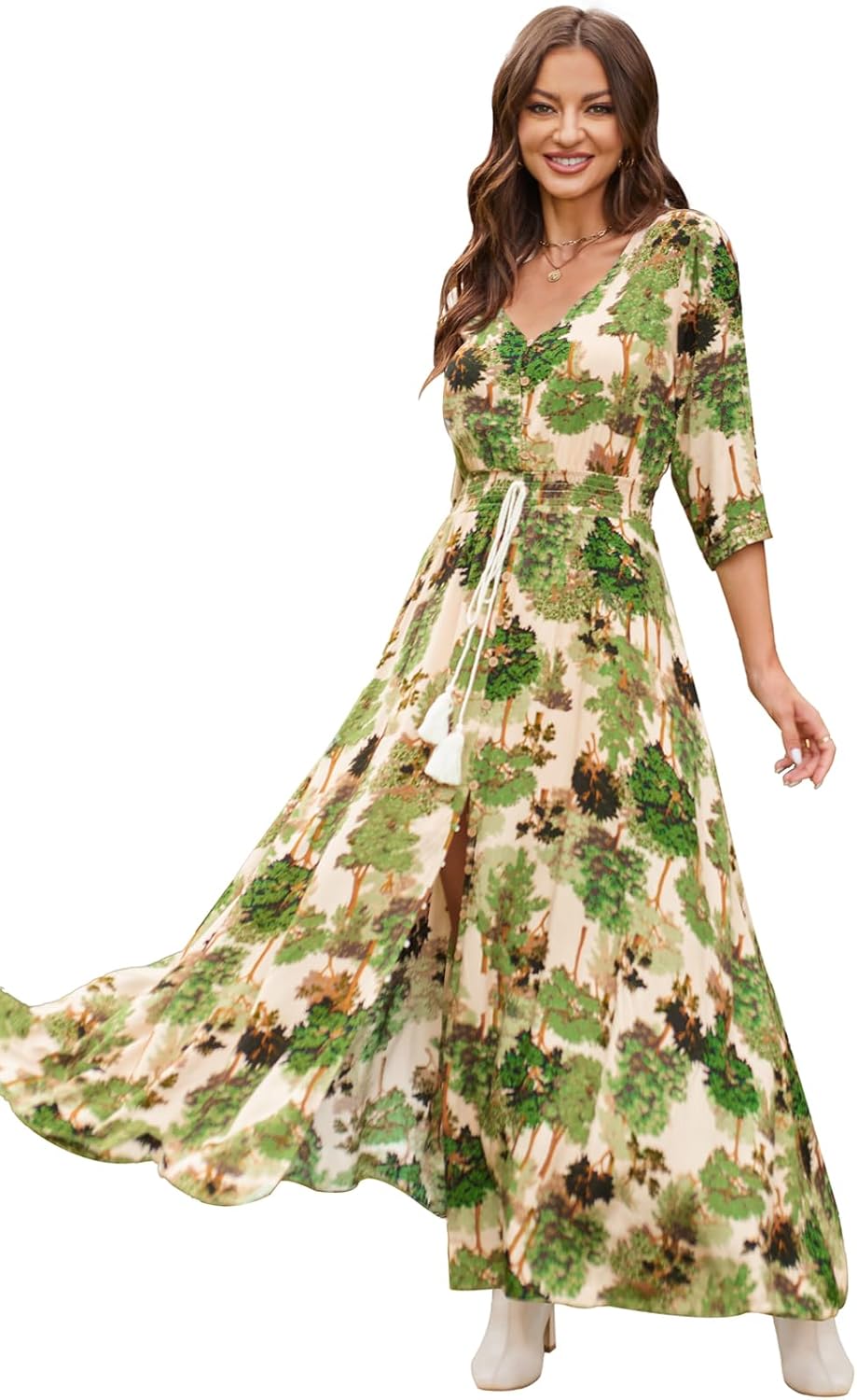 Floral Print Maxi Dress for Women - Bohemian Beach Style