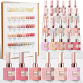 Gel Nail Polish Set Nude Pink Collection 28Pcs - Long-Lasting Shine