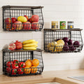 Wire Fruit Basket for Kitchen Storage 3 Pack - Space-Saving Hanging