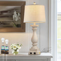 28in Farmhouse Table Lamp with USB C+A and AC Outlet - Rustic Touch