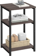 Chestnut Brown Side Table with Matte Black Frame - Compact 3-Tier