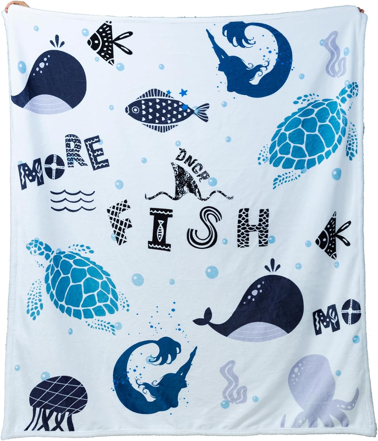 Whale Pattern Kids Throw Blanket by Zevrez