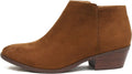 Round Toe Faux Suede Women's Stacked Heel Western Ankle Bootie