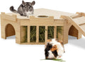 Guinea Pig Wooden Castle with Hay Holder - Ventilated Multi-Room