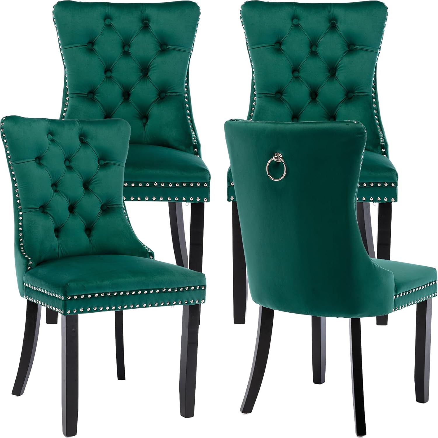 Green Velvet Dining Chairs Set of 4 for Stylish Dining Rooms