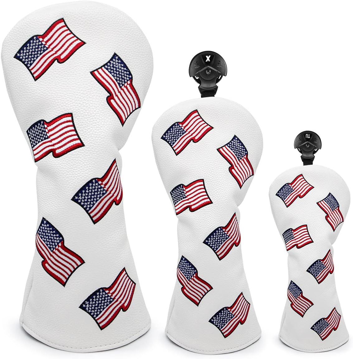 US Flag Golf Club Head Covers Set for Driver and Fairway Woods