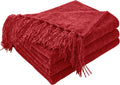 Chenille Throw Blanket for Couch - Cozy Plush Fuzzy Red 60ftX80