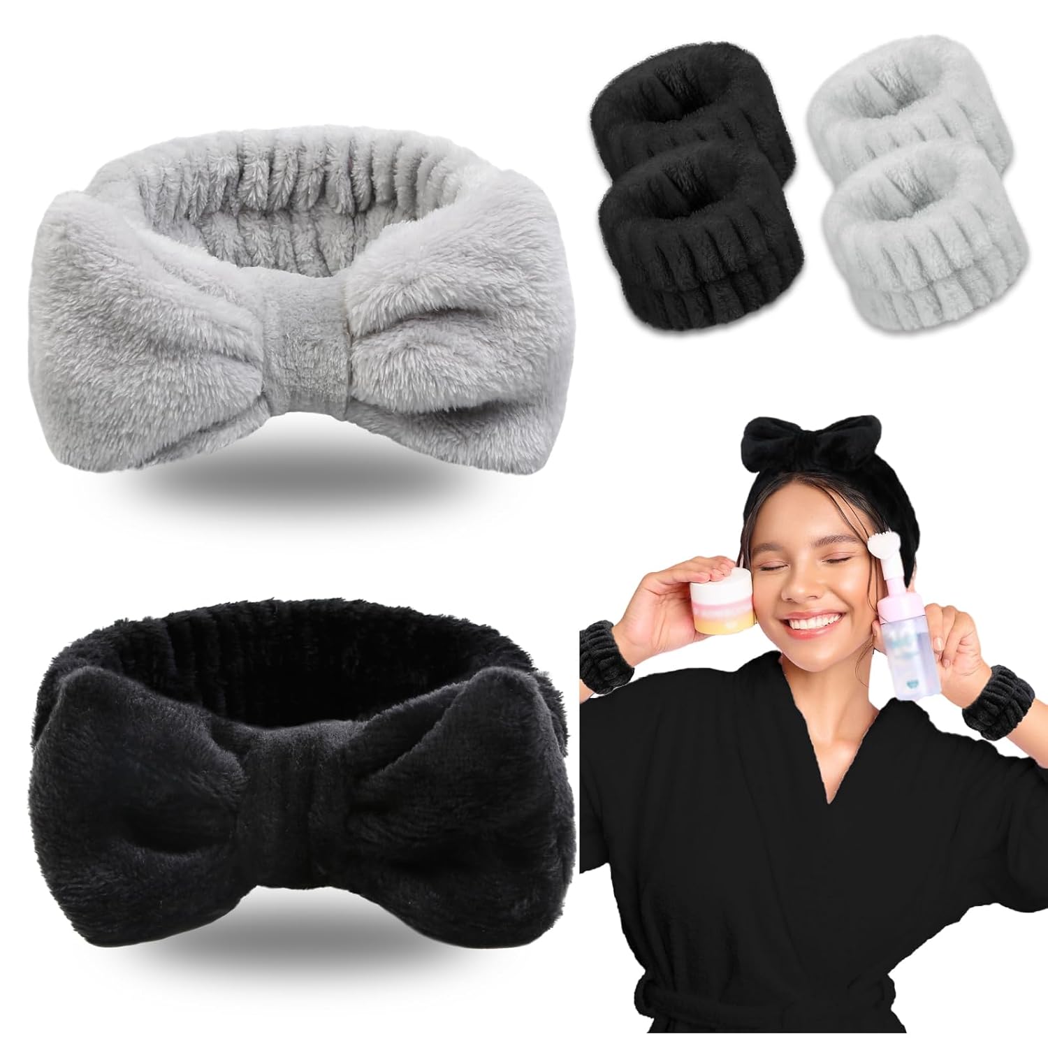 Huachi 6-Pack Bow Headbands & Wristbands Set